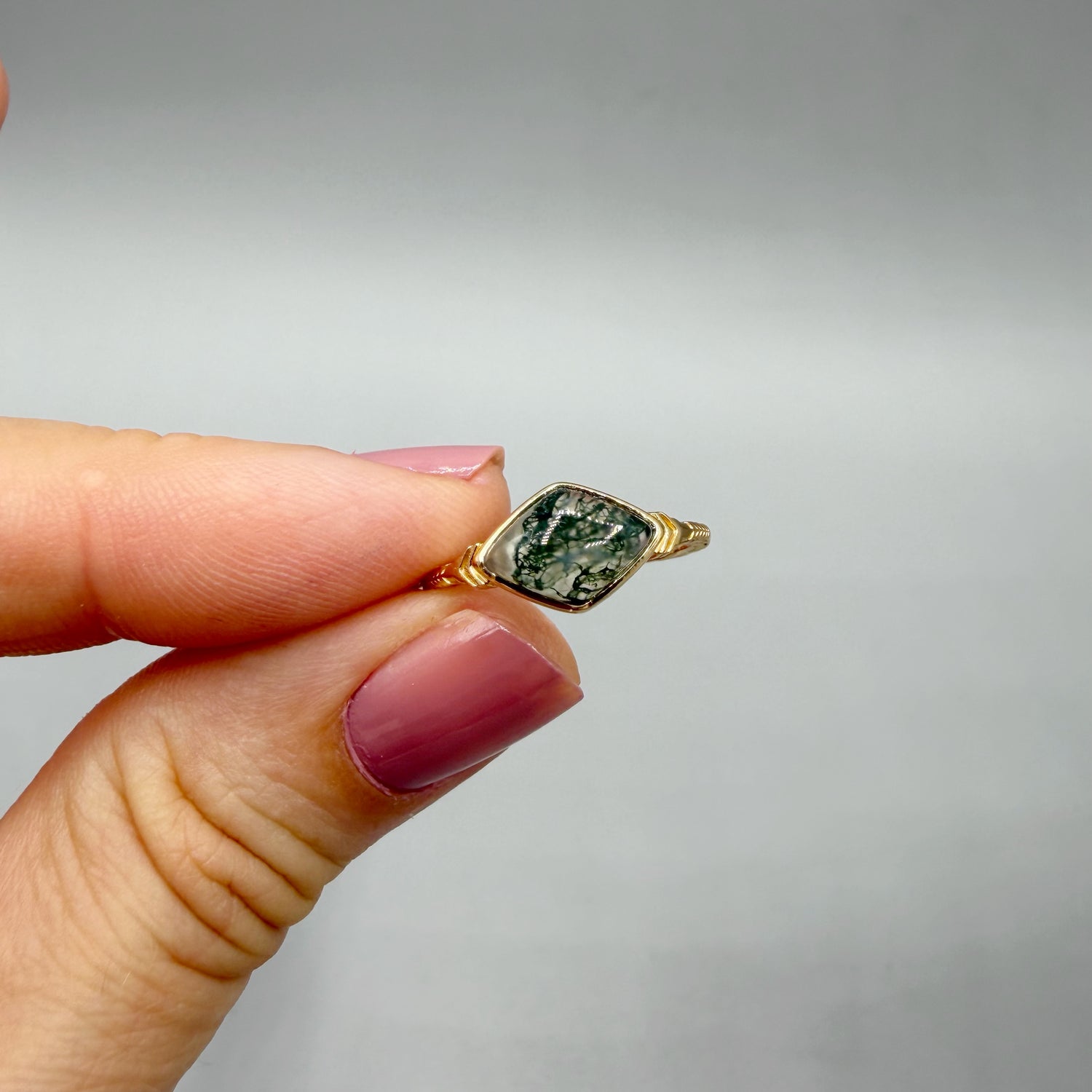 Anello Agata Muschiata | Argento 925 placcato oro 14k - NON REGOLABILE