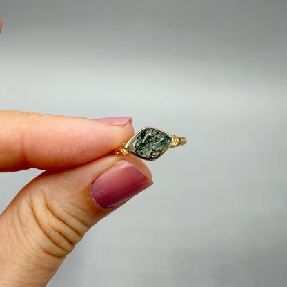 Anello Agata Muschiata | Argento 925 placcato oro 14k - NON REGOLABILE
