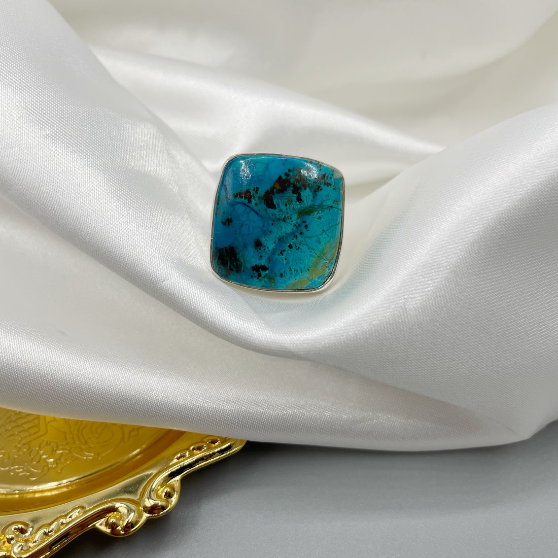 Anello Shattuckite e Argento 925 - Quadrato