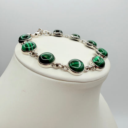 Bracciale Malachite e Argento 925 - Tondo