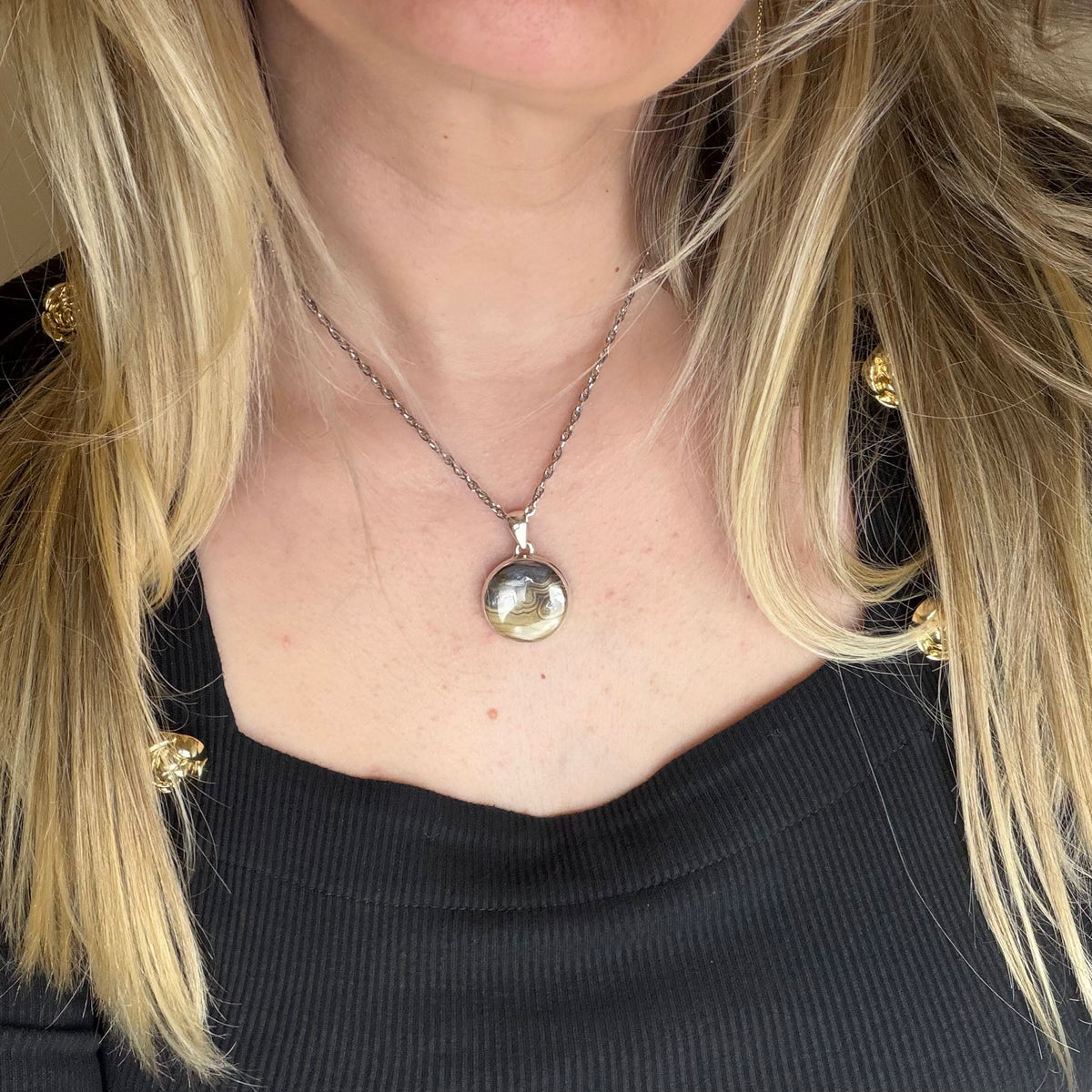 Ciondolo Schalenblende Argento 925 - Tondo