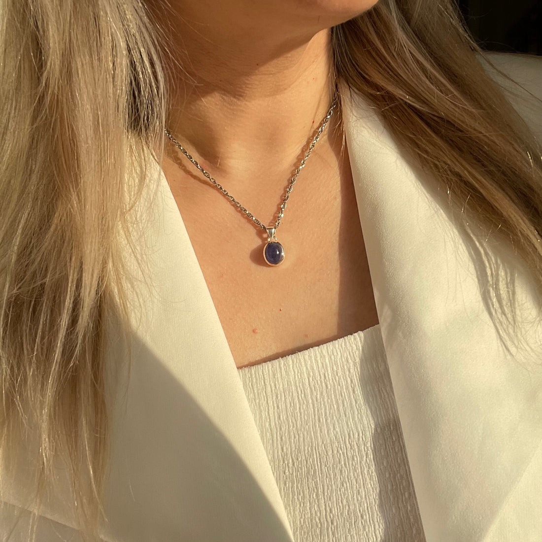 Ciondolo Tanzanite Burattata Liscia - Argento 925