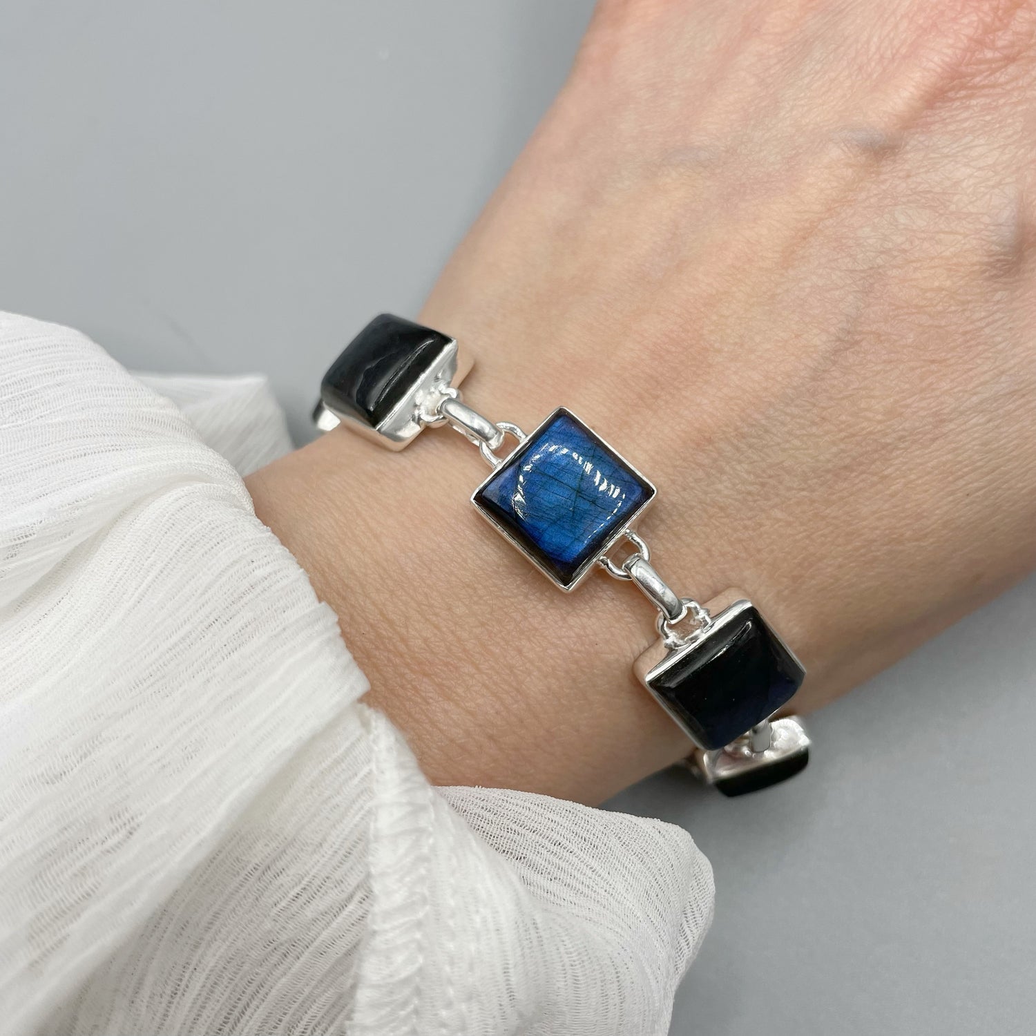 Bracciale Labradorite e Argento 925 - quadrato