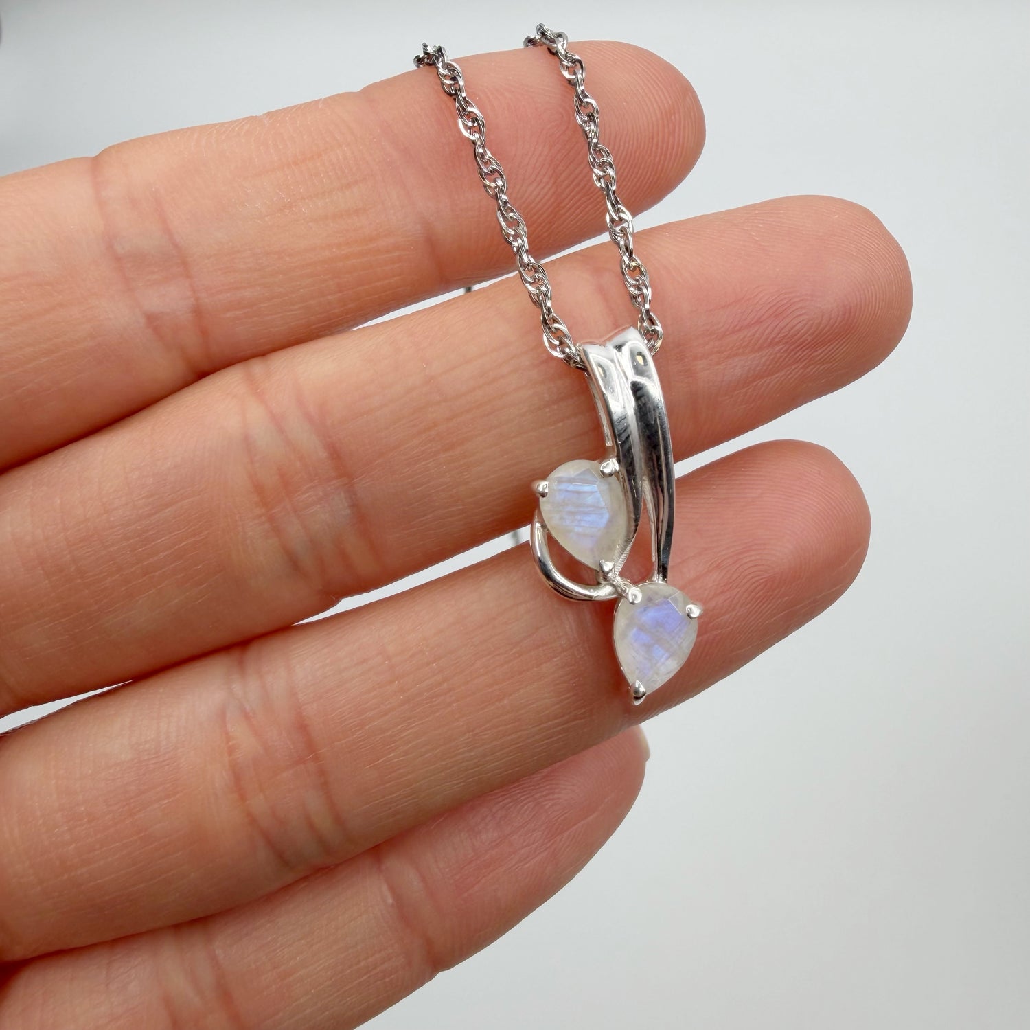 Ciondolo Double Labradorite Bianca - Argento 925