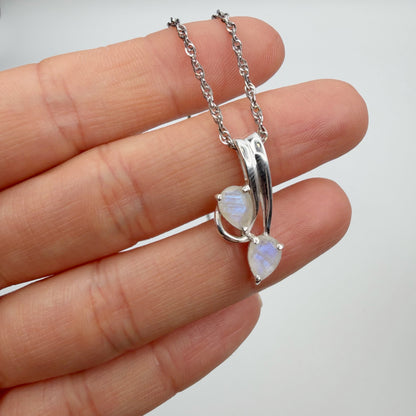 Ciondolo Double Labradorite Bianca - Argento 925