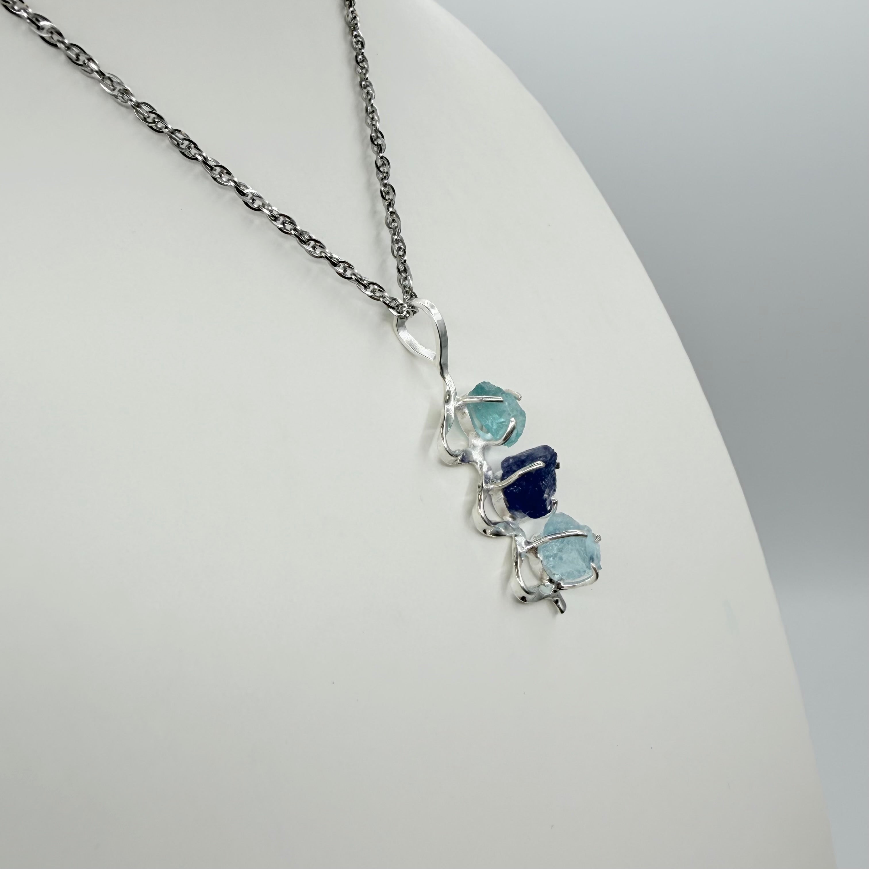 Ciondolo Tanzanite, Apatite, Acquamarina | Argento 925