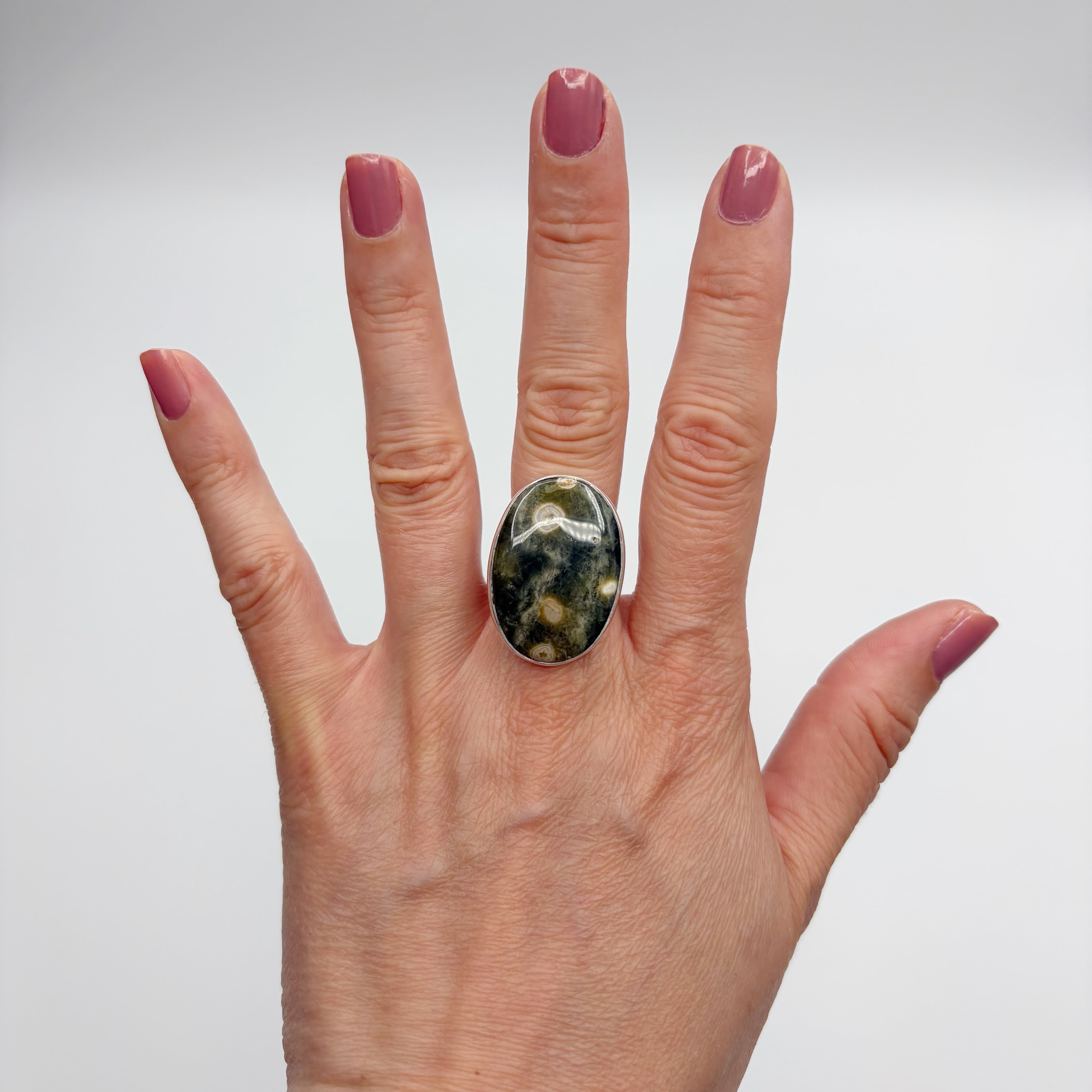 Anello Diaspro Oceano Argento 925 - Ovale