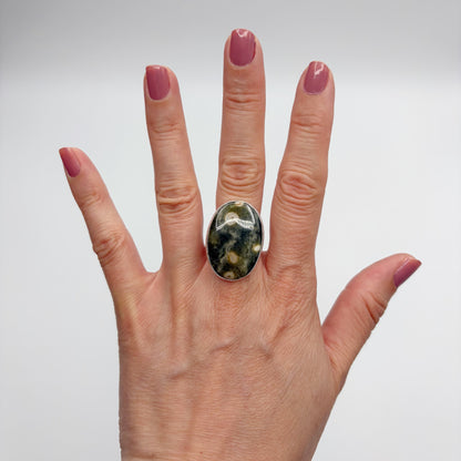 Anello Diaspro Oceano Argento 925 - Ovale