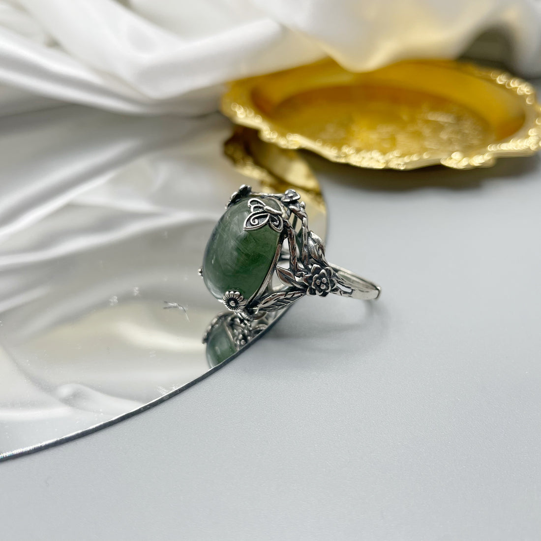 Anello Cianite Verde e Argento 925