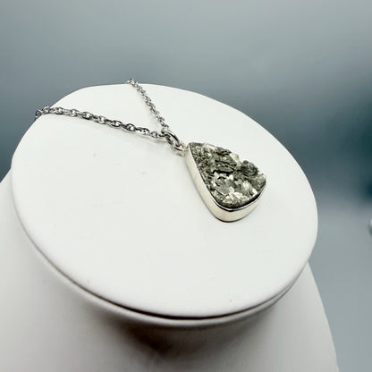 Ciondolo Pirite Grezza - Argento 925 - a Goccia