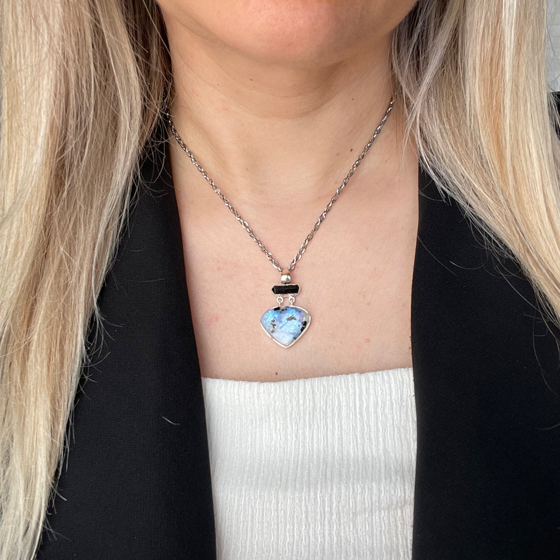 Ciondolo Labradorite e Tormalina - Argento 925