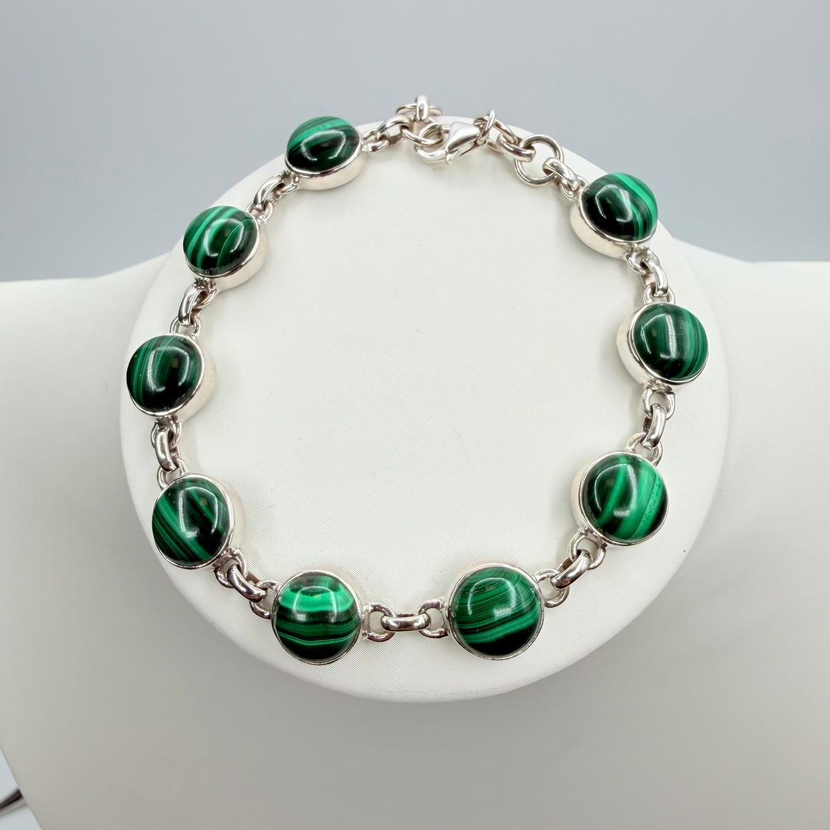 Bracciale Malachite e Argento 925 - Tondo