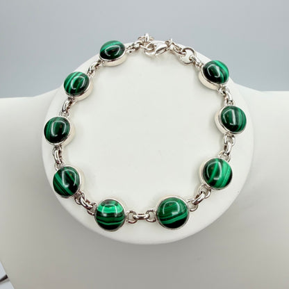 Bracciale Malachite e Argento 925 - Tondo
