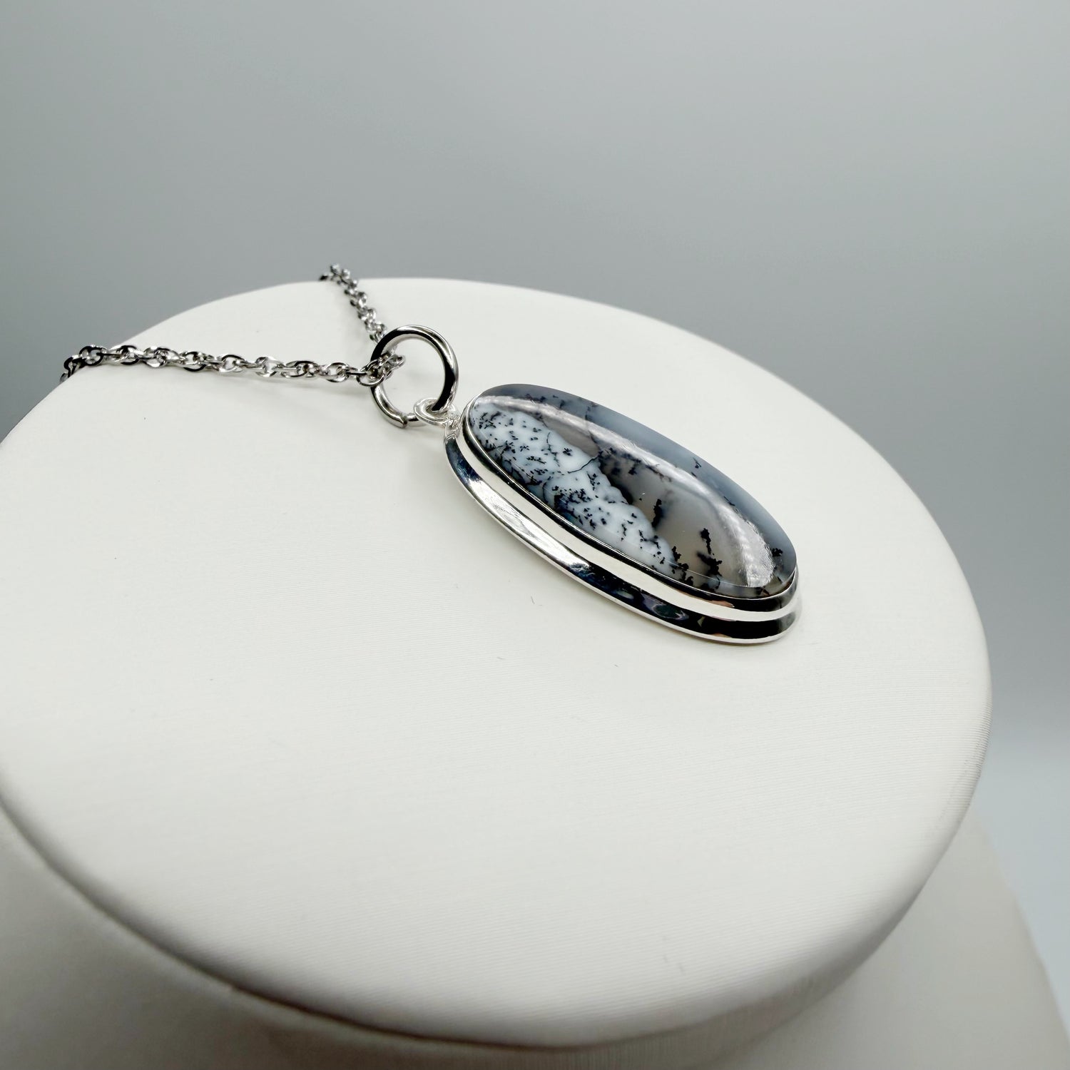 Ciondolo Opale Dendritico e Argento 925 - Ovale