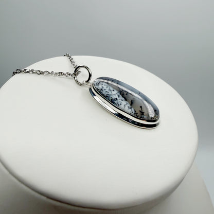 Ciondolo Opale Dendritico e Argento 925 - Ovale