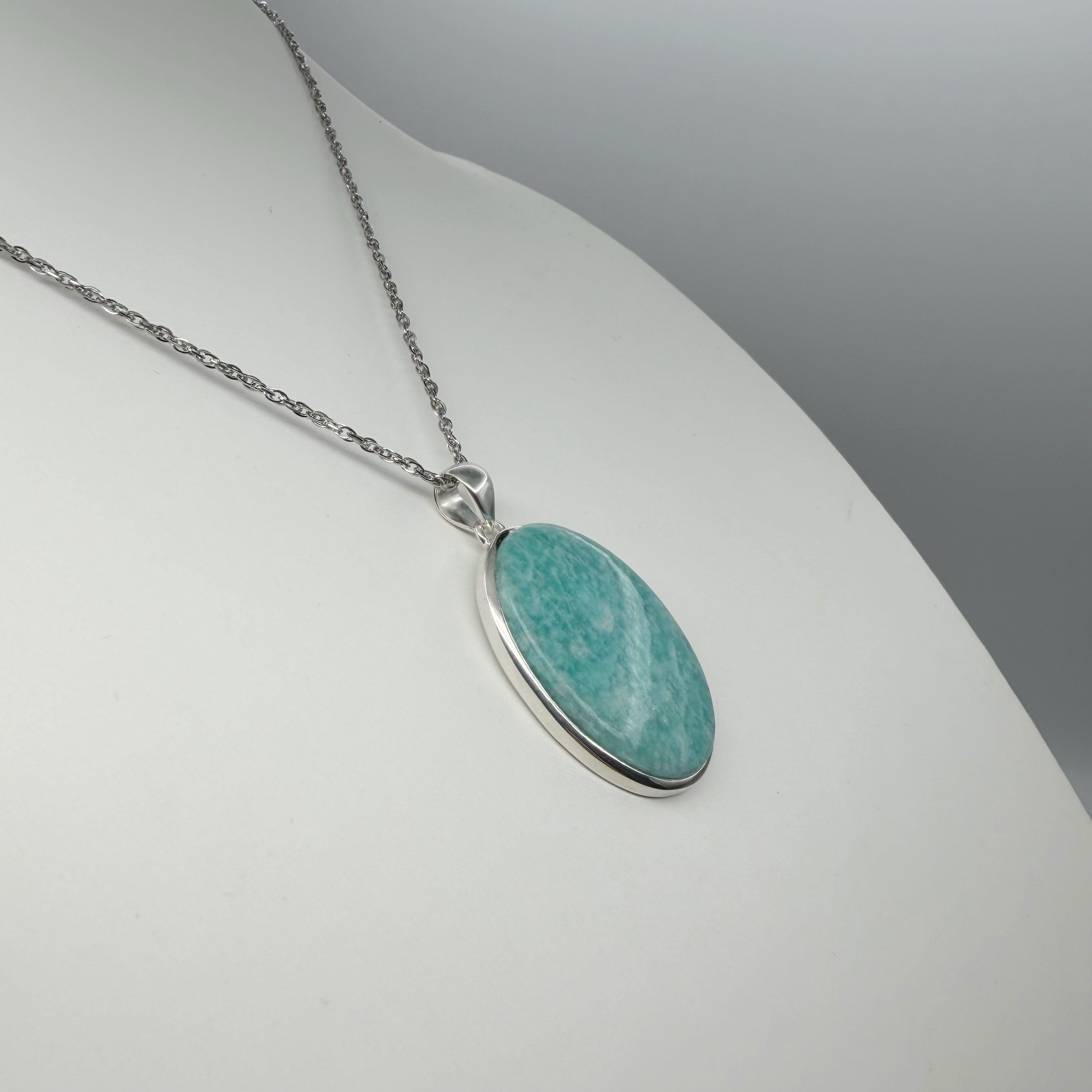Ciondolo Amazzonite e Argento 925 - Ovale