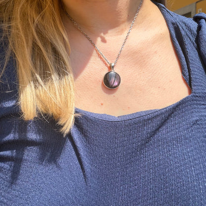 Ciondolo Labradorite Viola - Argento 925 Tondo