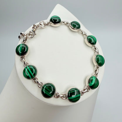 Bracciale Malachite e Argento 925 - Tondo