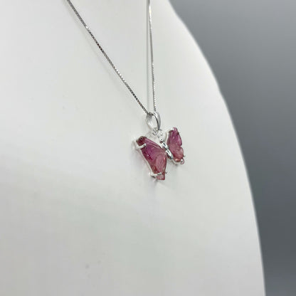 Ciondolo Farfalla Tormalina Rosa e Argento 925