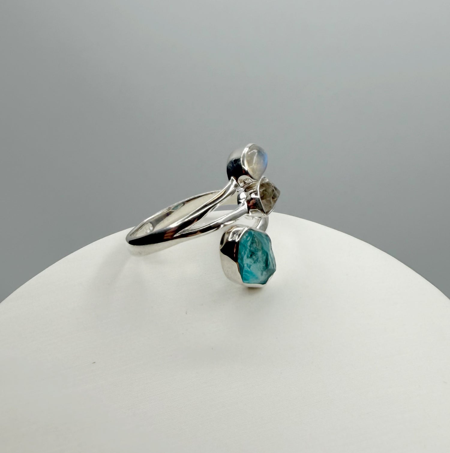 Anello Apatite, Labradorite, Herkimer - Argento 925