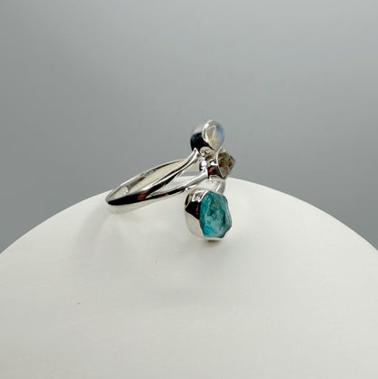 Anello Apatite, Labradorite, Herkimer - Argento 925