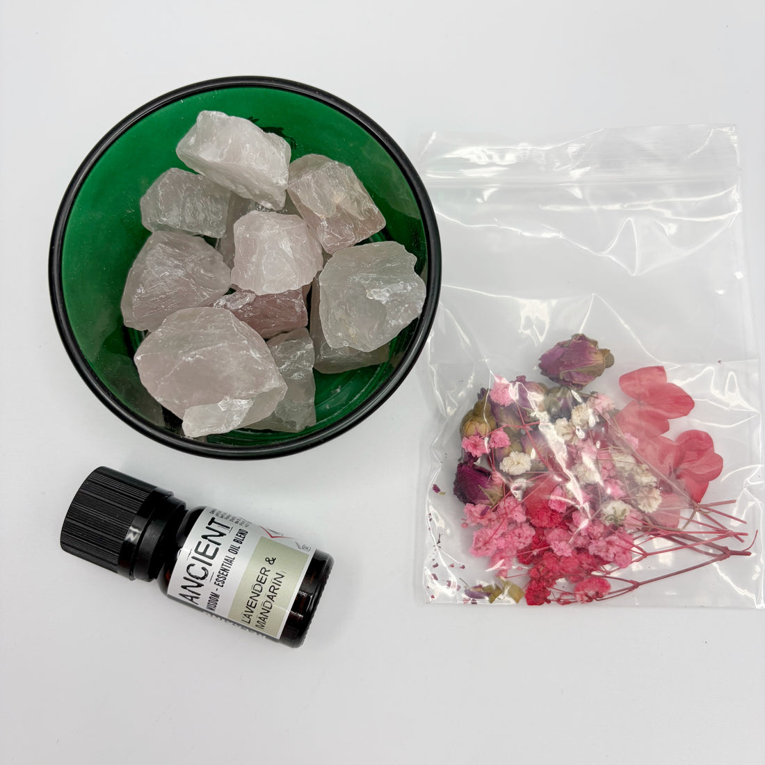 Diffusore con Pietre Naturali ed Essenza - Quarzo Rosa (Serenità e amore)