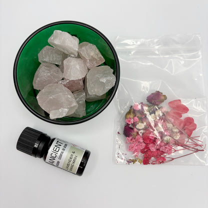Diffusore con Pietre Naturali ed Essenza - Quarzo Rosa (Serenità e amore)