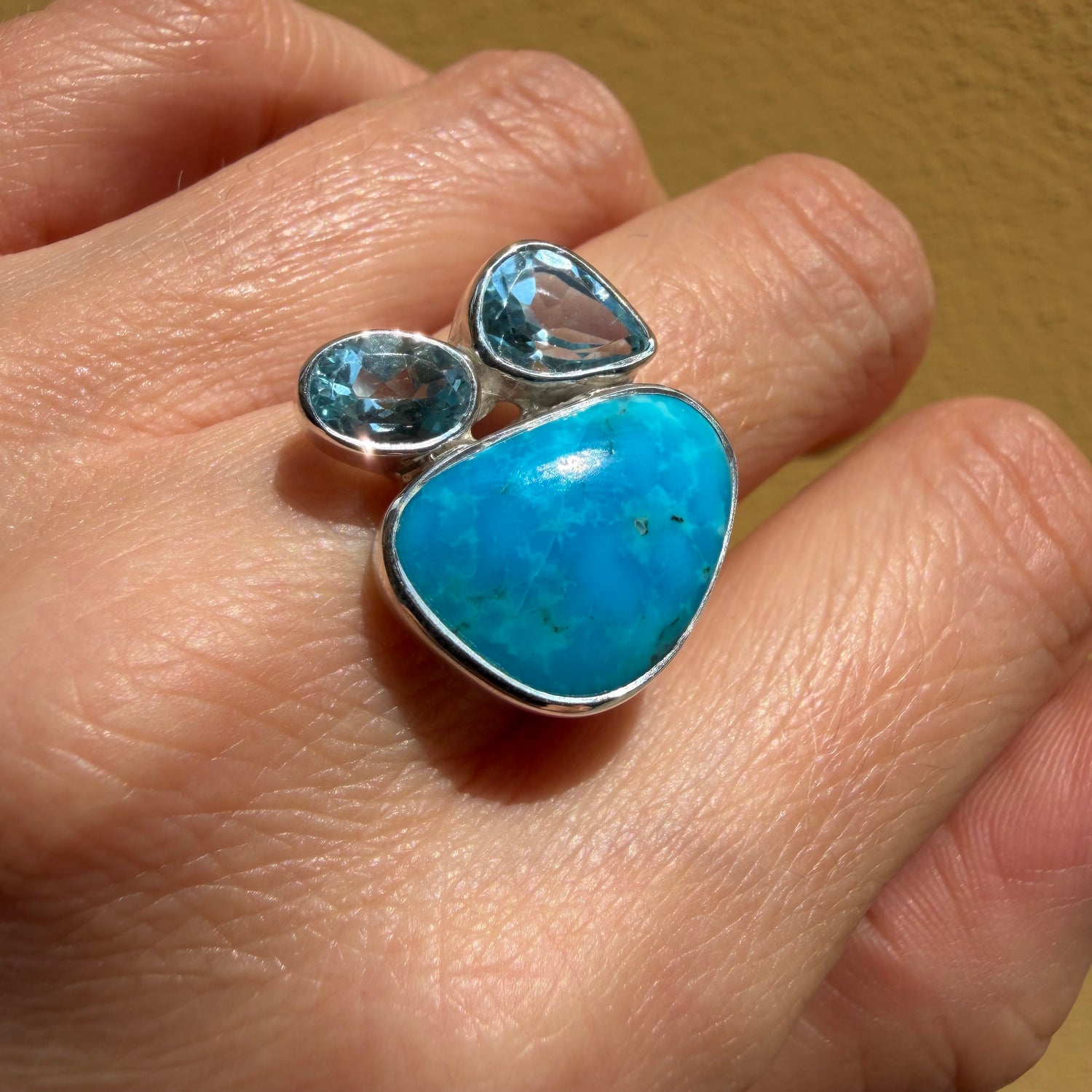 Anello Turchese Naturale e Topazio - Argento 925