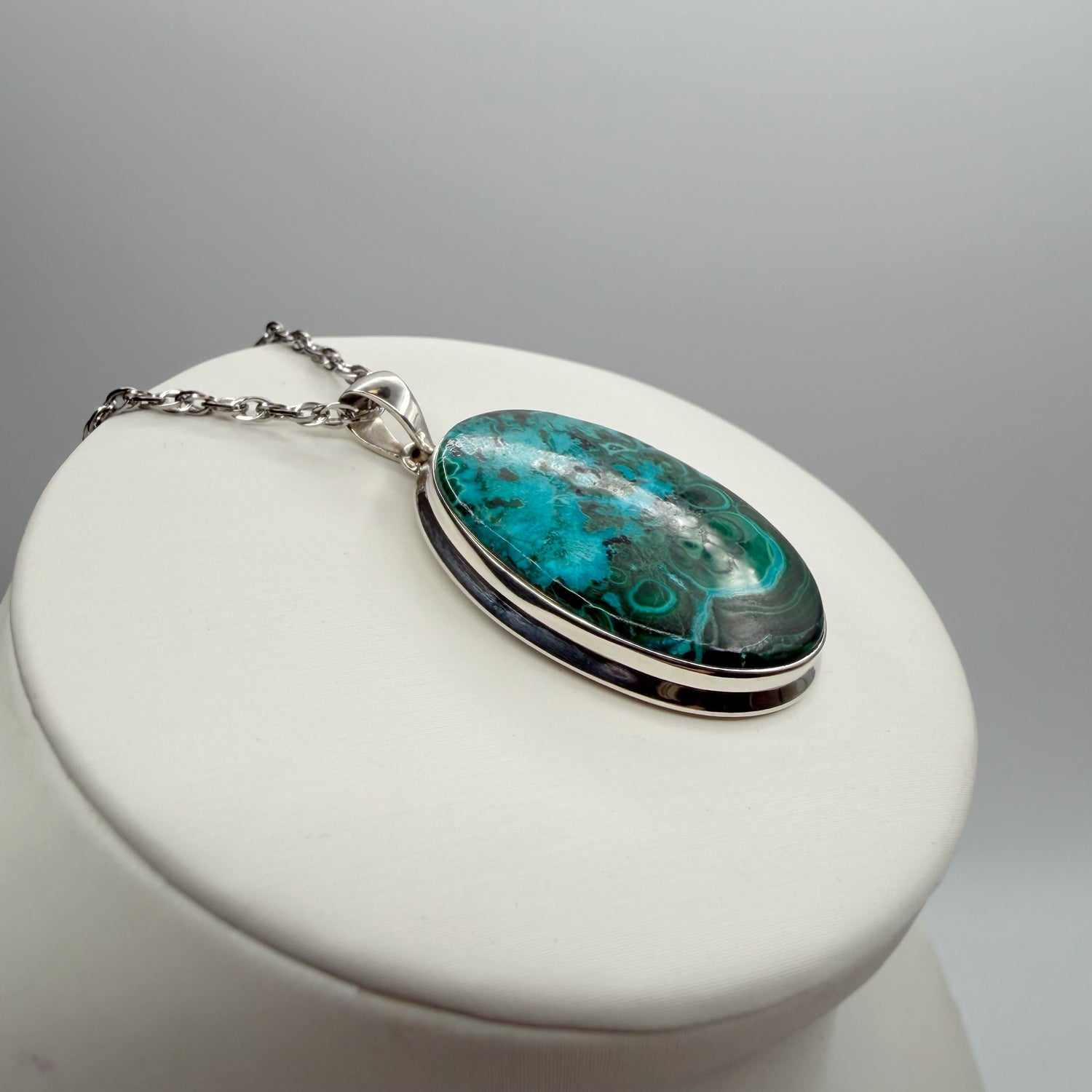 Ciondolo Malachite e Crisocolla Argento 925 - Ovale