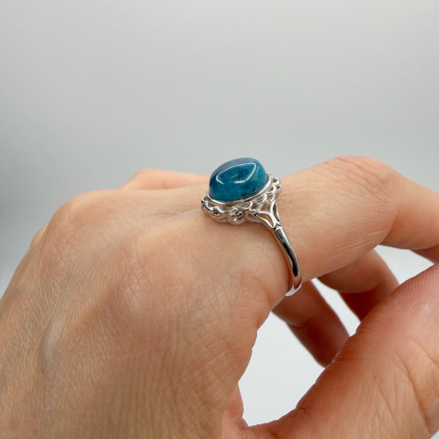 Anello Apatite Ovale - Argento 925