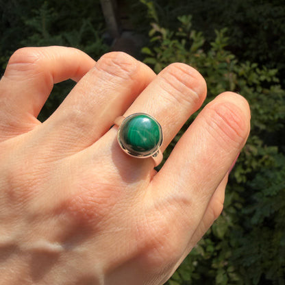 Anello tondo Malachite | Argento 925