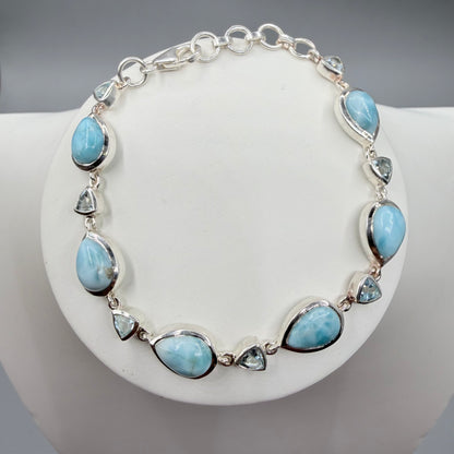 Bracciale Larimar e Topazio | Argento 925