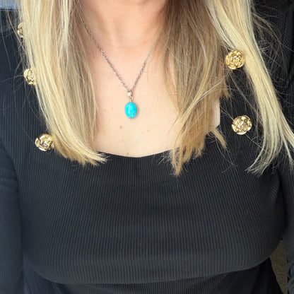 Ciondolo Turchese Naturale - Argento 925