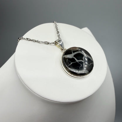 Ciondolo Septaria Nera Argento 925 - tondo