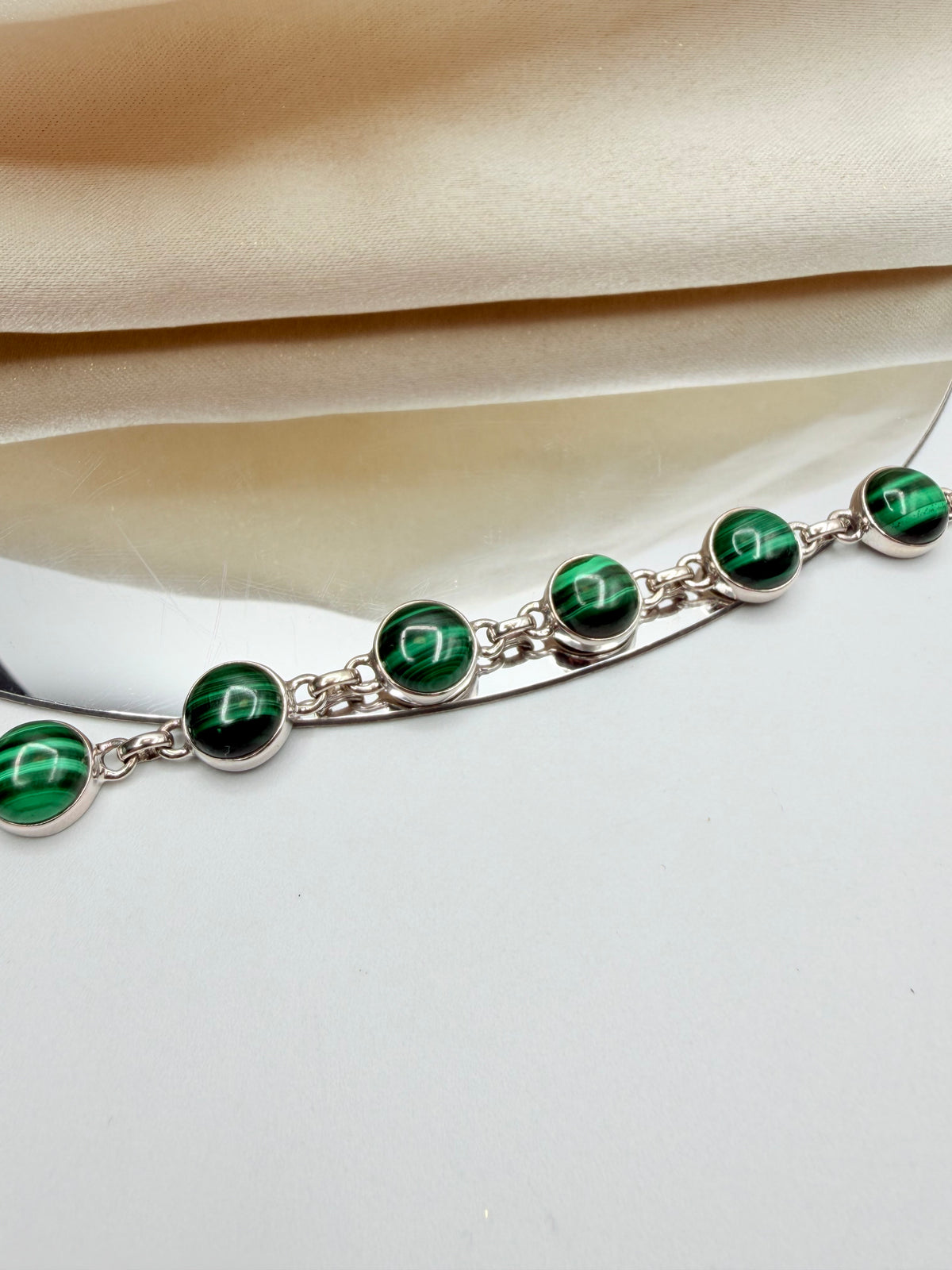 Bracciale Malachite e Argento 925 - Tondo