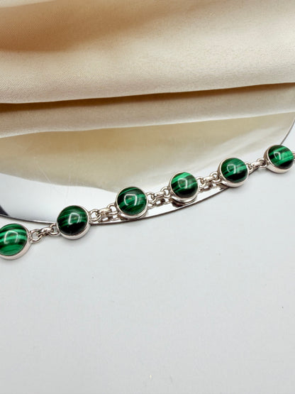 Bracciale Malachite e Argento 925 - Tondo