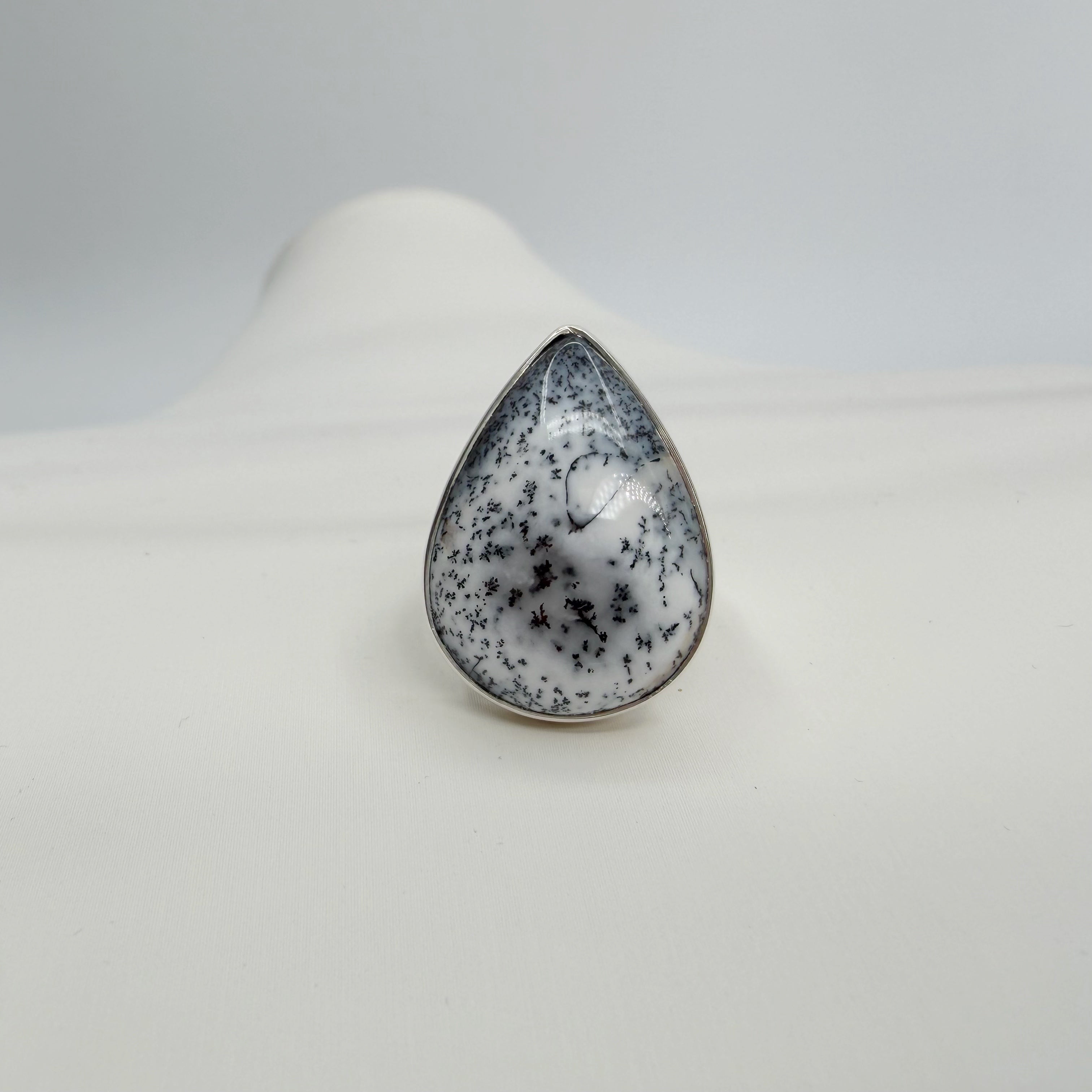Anello Agata dendritica Argento 925 - a goccia