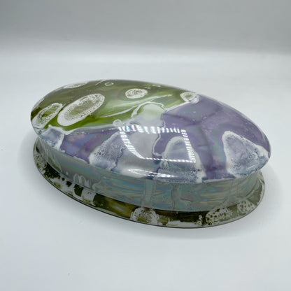 Portagioie Ovale, Porcellana dipinta a mano - Verde e Azzurro