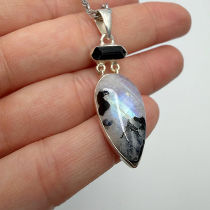 Ciondolo Labradorite e Tormalina - Argento 925