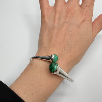 Bracciale Rigido di Malachite e Argento 925