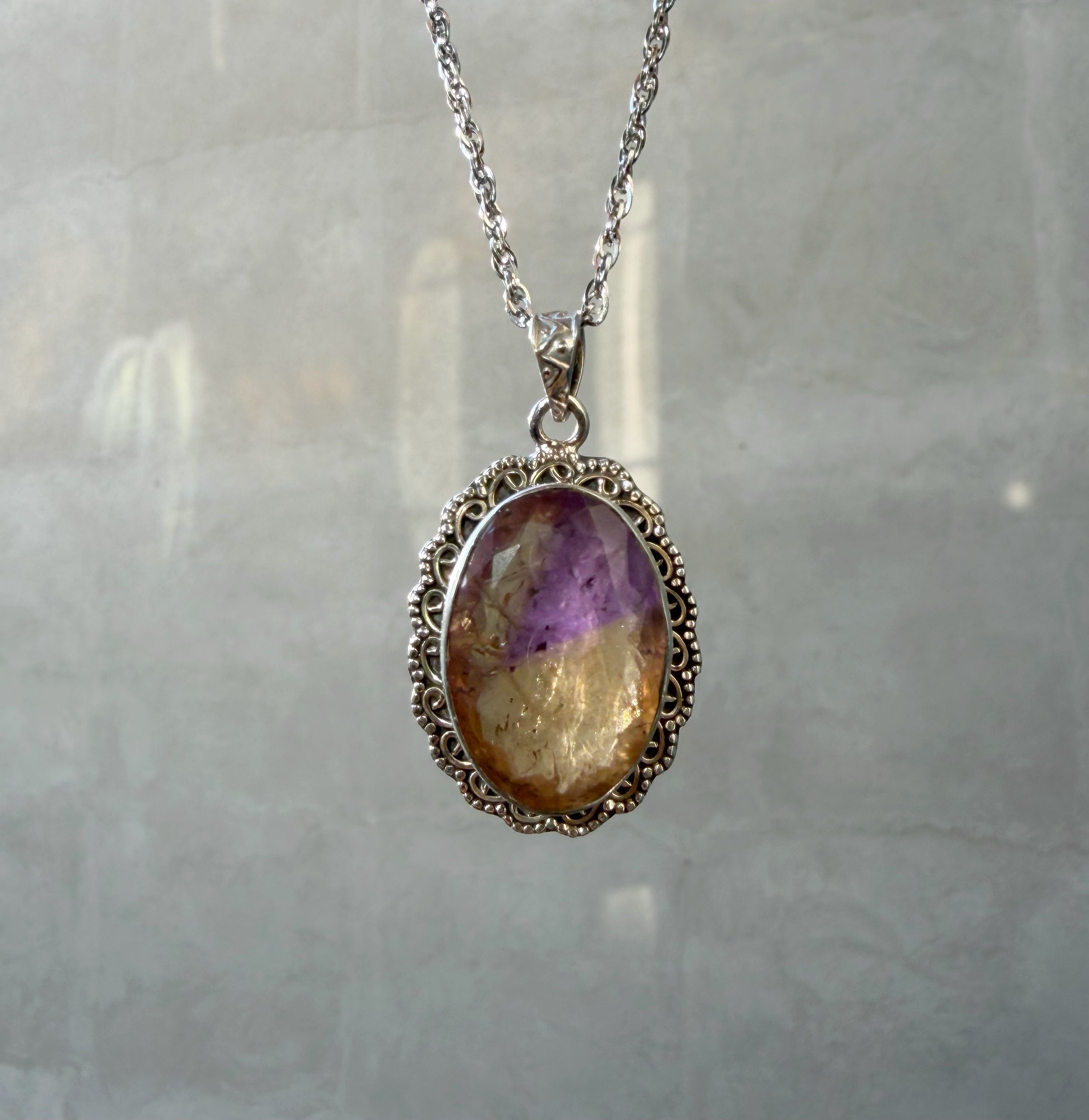 Ciondolo Ametrino Naturale Sfaccettata - Argento 925