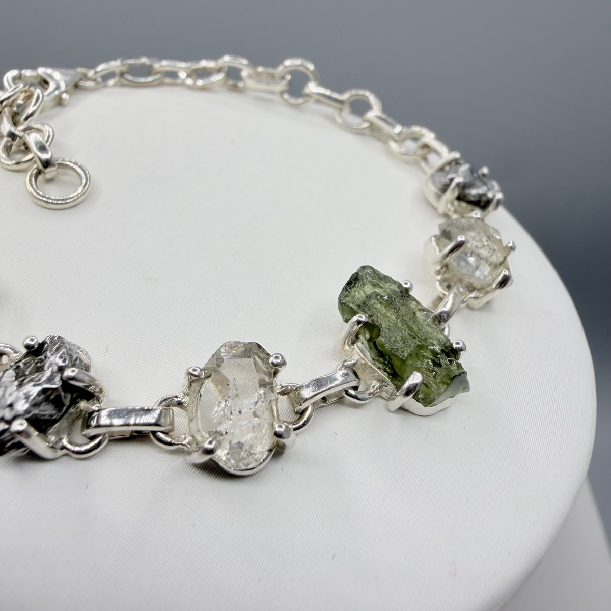 Bracciale Moldavite, Herkimer, Meteorite Campo del Cielo | Argento 925