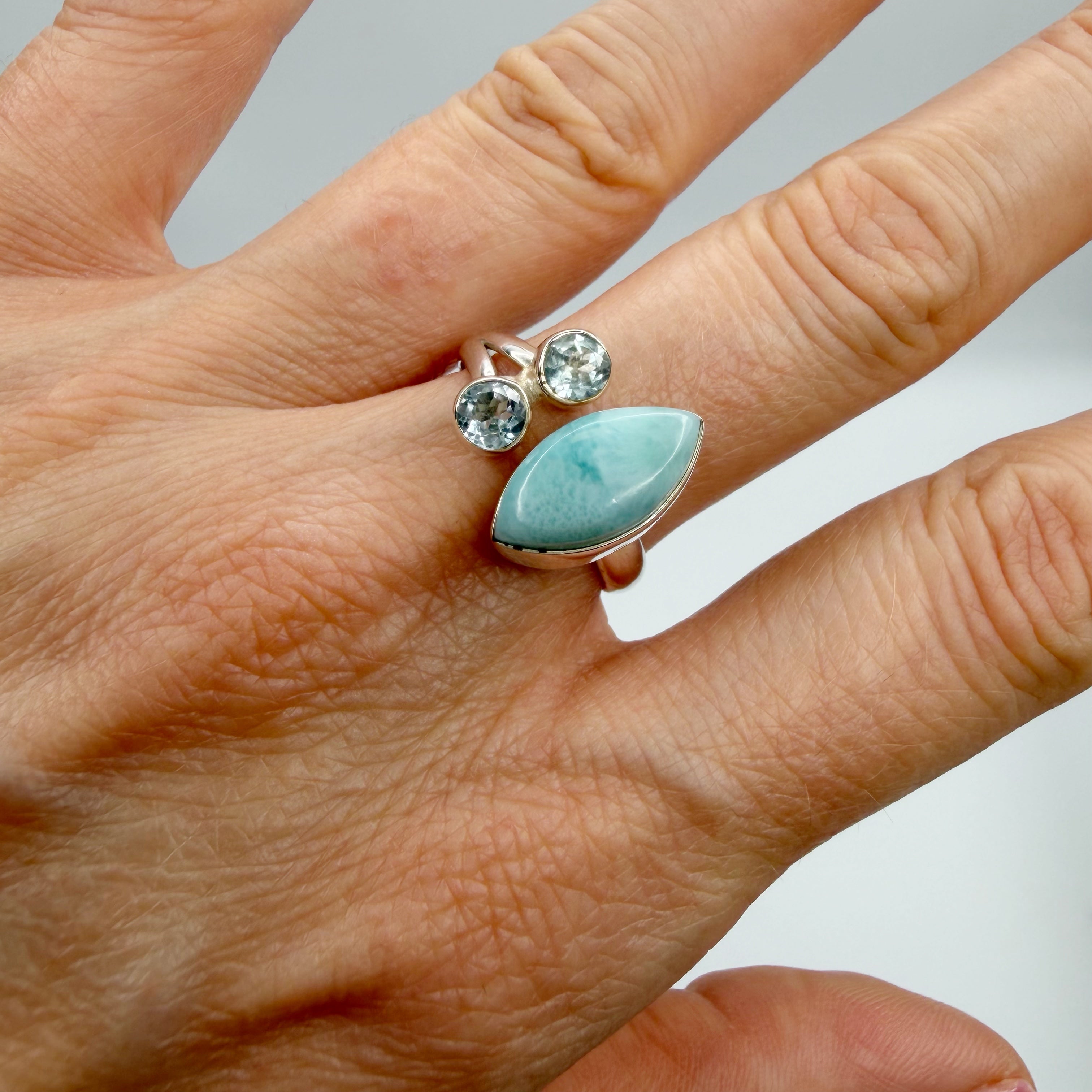 Anello Larimar e Topazio - Argento 925