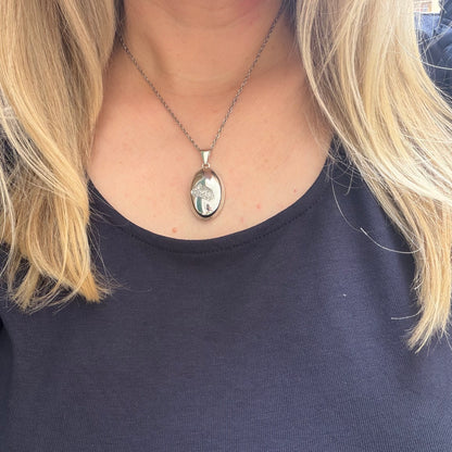 Ciondolo Drusa di Agata con Pirite Aura - Argento 925 - Ovale
