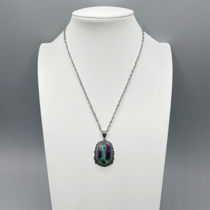 Ciondolo Rubino Fuchsite Ovale - Argento 925