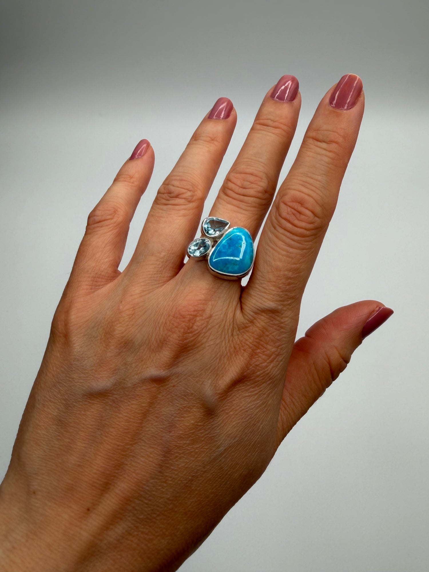 Anello Turchese Naturale e Topazio - Argento 925