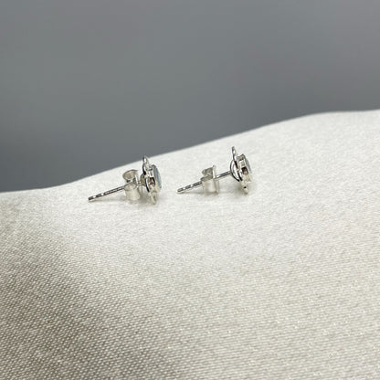 Orecchini a Lobo Acquamarina Fiore - Argento 925