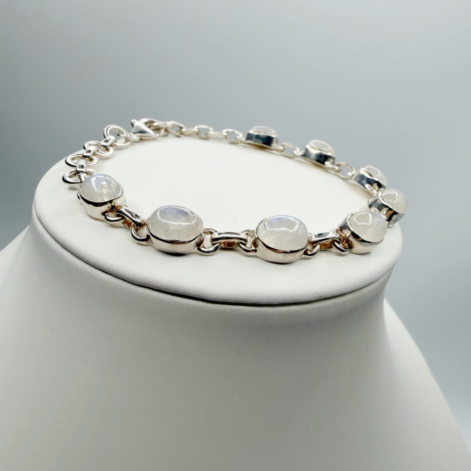 Bracciale Labradorite Bianca e Argento 925 - Ovale
