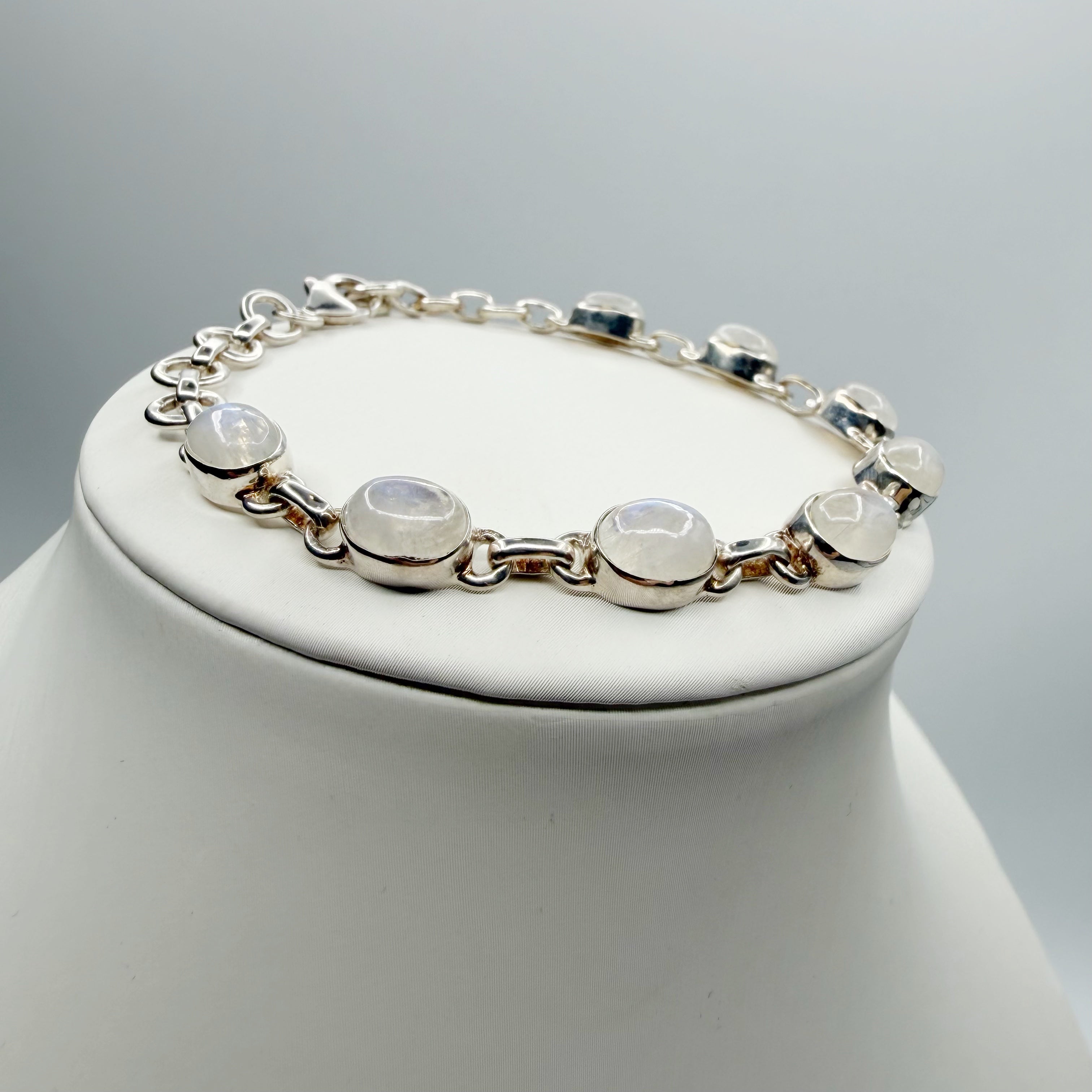 Bracciale Labradorite Bianca e Argento 925 - Ovale