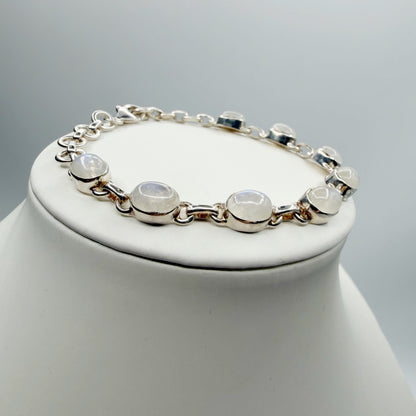 Bracciale Labradorite Bianca e Argento 925 - Ovale